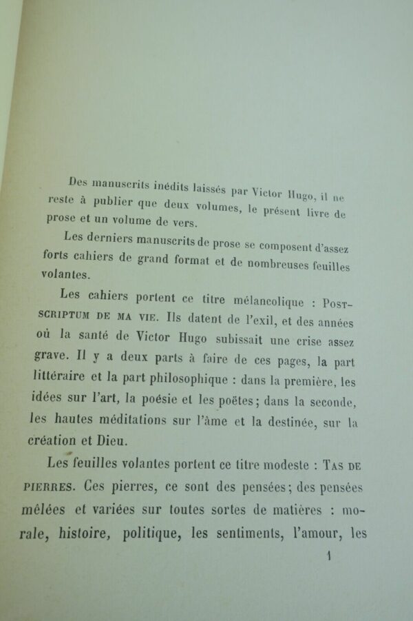 Victor HUGO. POST-SCRIPTUM DE MA VIE. Oeuvres posthumes de Victor Hugo 1901 – Image 10