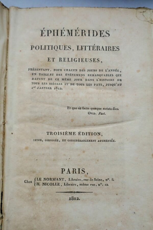 éphémérides politiques, littératures et religieuses 1812 – Image 4