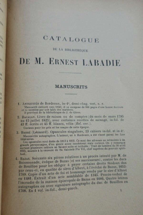 Bibliothèque de Feu M. Ernest Labadie 1918 Bordeaux, la Gironde, la Gascogne et – Image 7