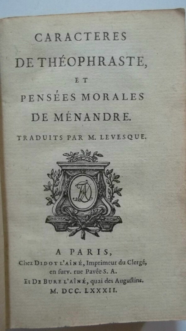 Caractères de Théophraste et pensée morales de Méandre- sentences de Théo.. – Image 3