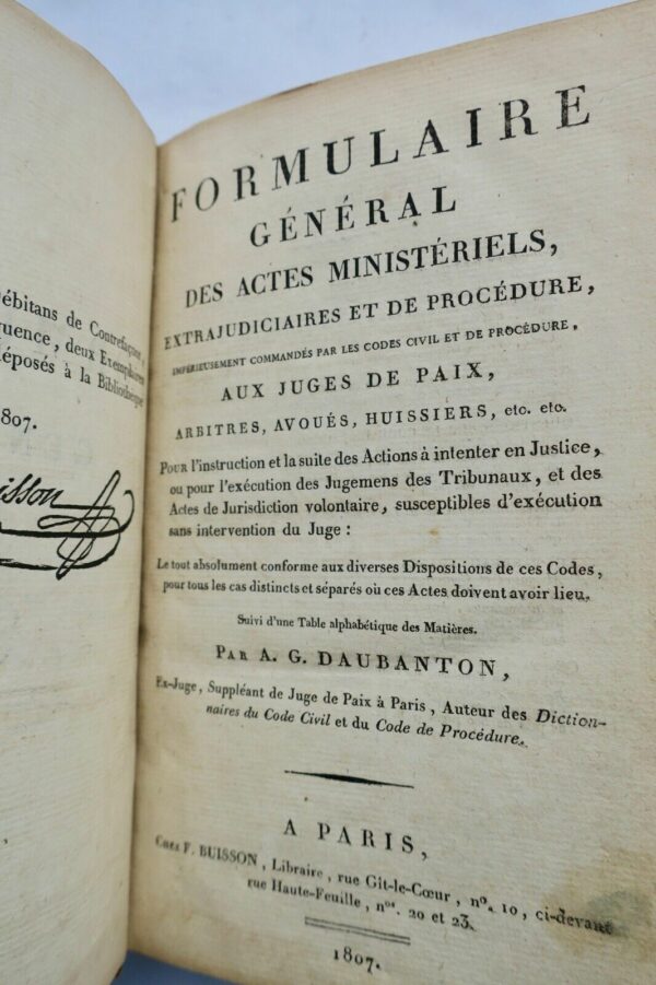 DAUBANTON Formulaire général des actes ministériels DAUBANTON 1807 – Image 7