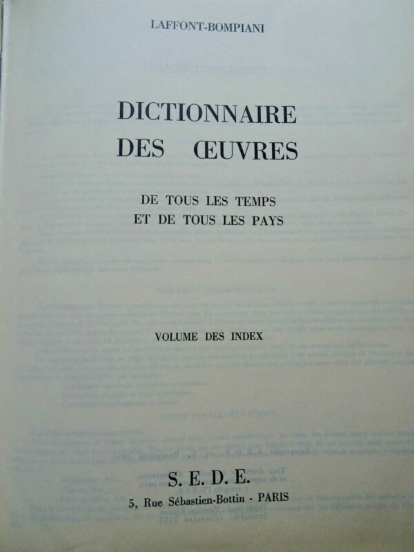 DICTIONNAIRE DES OEUVRES DE TOUS LES TEMPS ET DE TOUS LES PAYS – Image 6