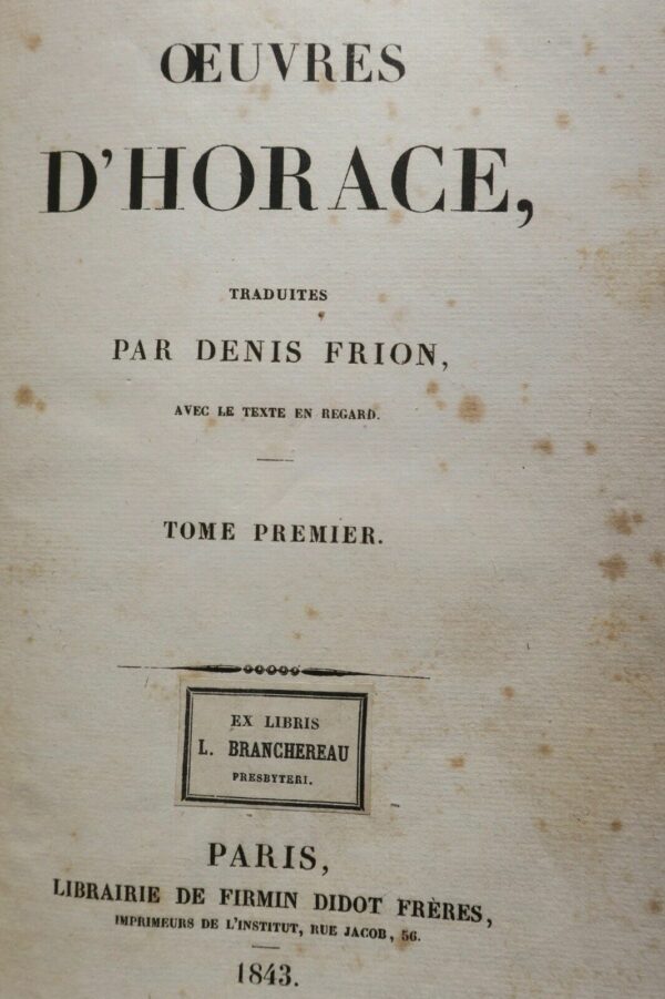 Horace OEUVRES D'HORACE 1843 – Image 4