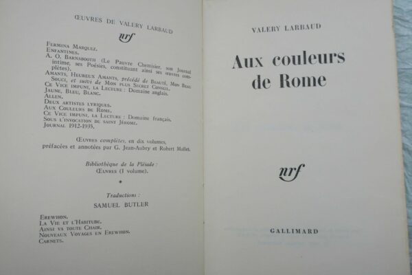 LARBAUD (Valery). Aux couleurs de Rome – Image 8