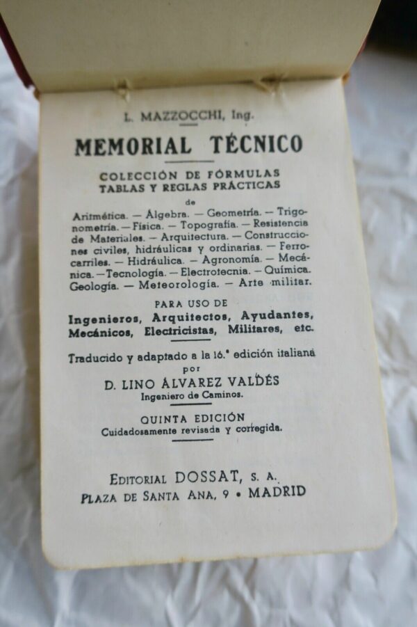 Memorial tecnico; collecciòn de fòrmulas tablas y règlas practicas – Image 3