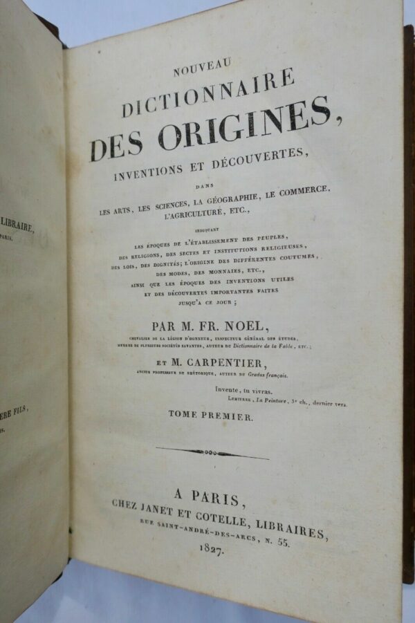 Nouveau dictionnaire des origines, inventions et découvertes 1827 – Image 4