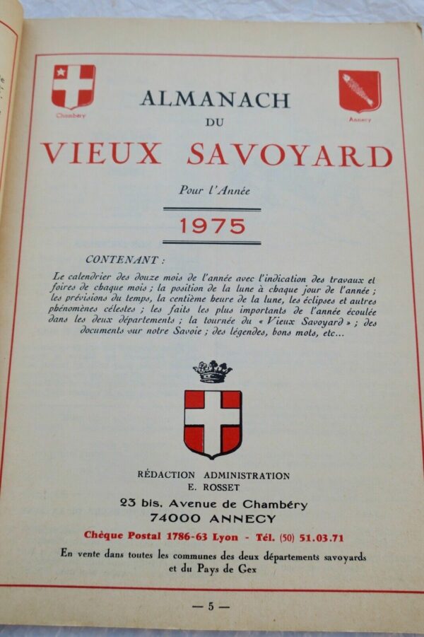 SAVOIE Almanach du vieux savoyard 1975 – Image 8