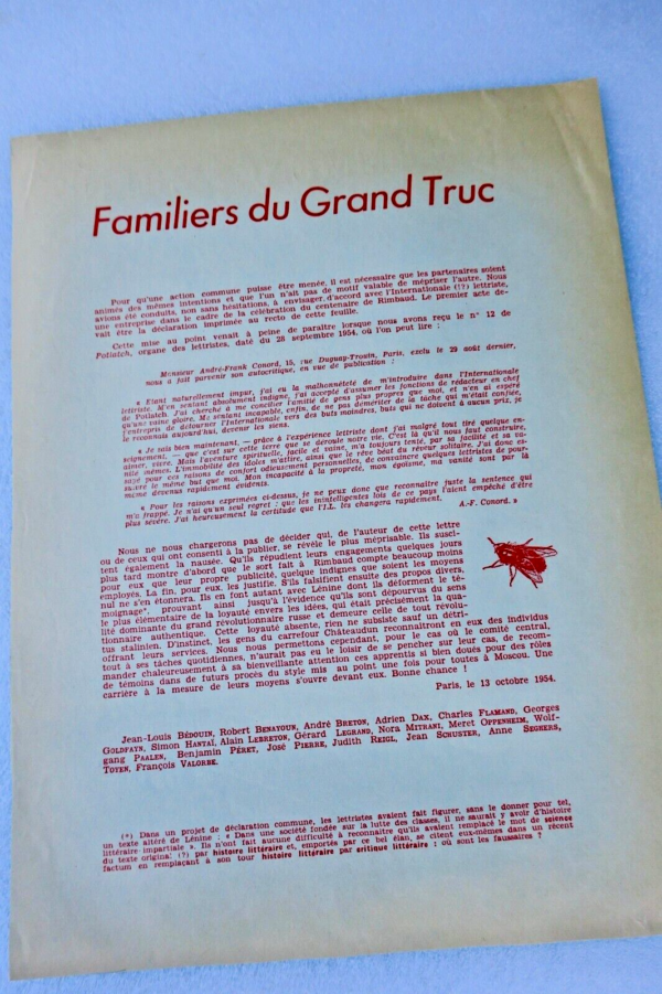 surréaliste ça commence bien ! Familiers grand Truc Debord Breton 1954 – Image 3