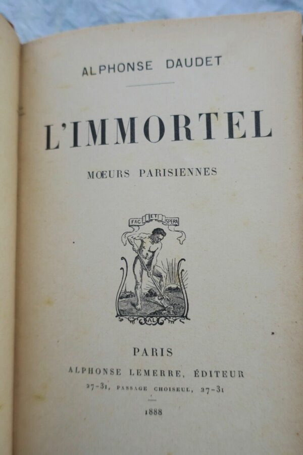 DAUDET, Alphonse L'Immortel. Moeurs parisiennes EO 1888 – Image 6