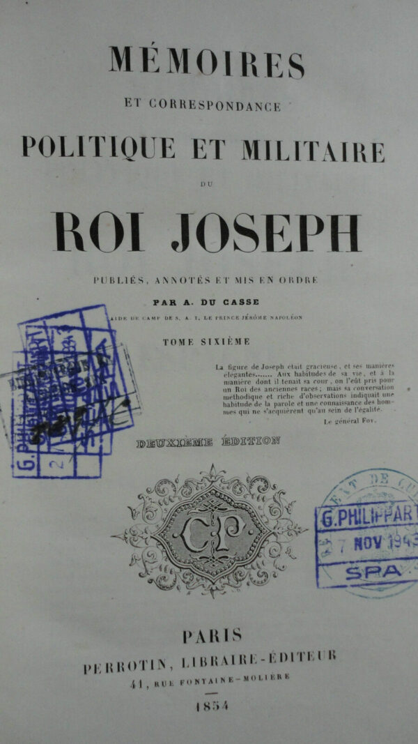 DU CASSE Mémoires et correspondance politique et militaire du roi joseph – Image 3