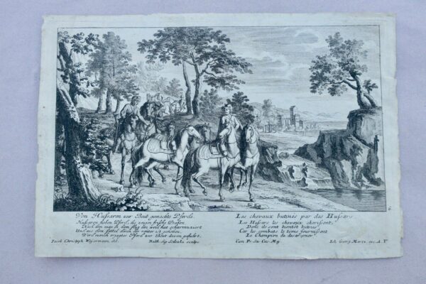 Hussards 32 x 22 cm. gravure sur acier