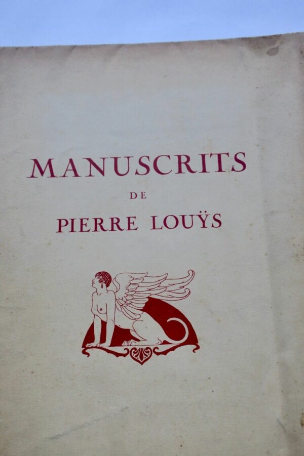 LOUYS Pierre Manuscrits de Pierre Louÿs et de divers auteurs contemporains 1926 – Image 3