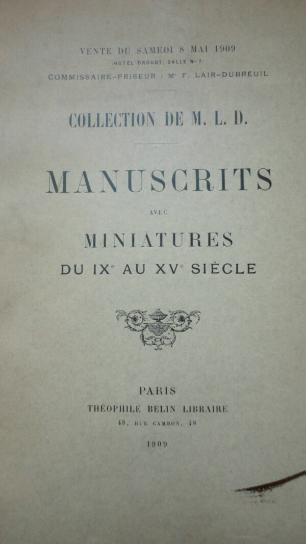 Manuscrits Avec Miniatures Du IX Au XV Siecle  1909