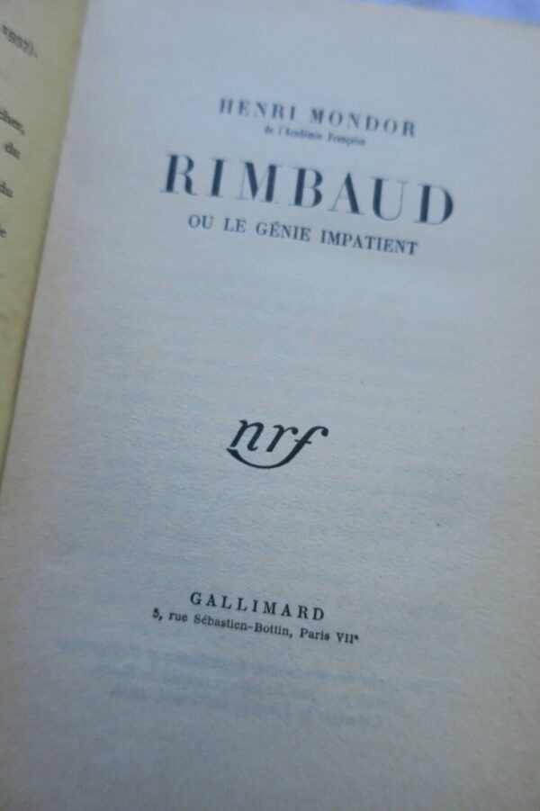 Mondor Rimbaud Ou Le Genie Impatient + Signed – Image 5