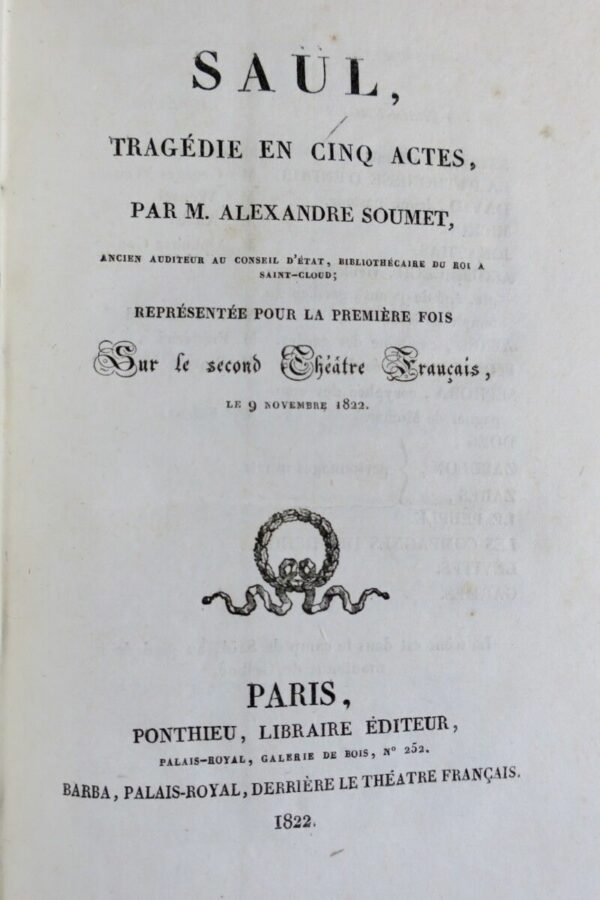 SOUMET ALEXANDRE  SAÜL &  CLYTEMNESTRE 1822 EO – Image 4