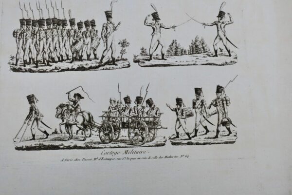 gravure sur acier, cortège militaire 40 x 25,5 cm – Image 3