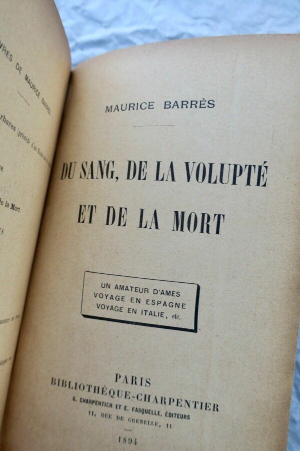 BARRES Maurice  DU SANG, DE LA VOLUPTE ET DE LA MORT 1894 – Image 3