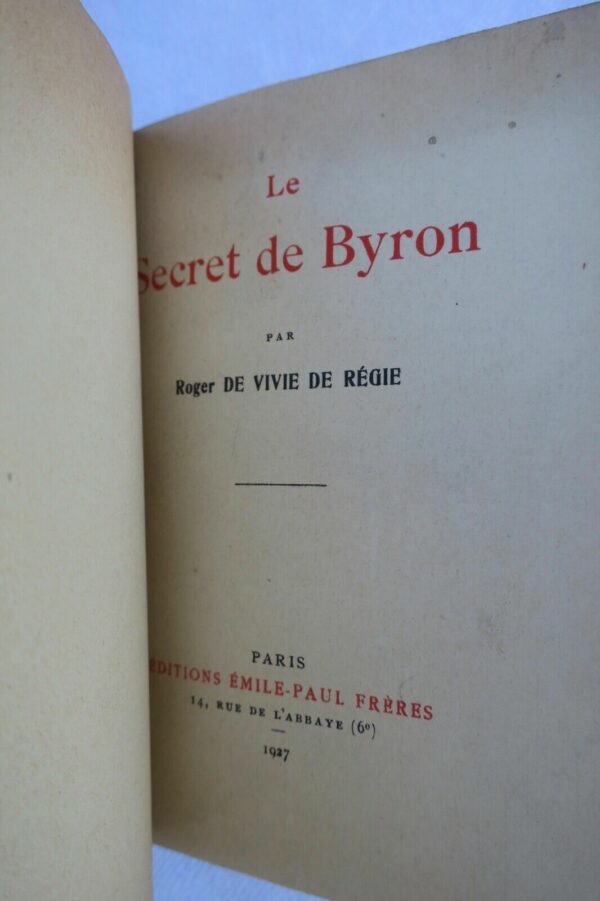 Byron VIVIE de REGIE secret de Byron 1927 – Image 8