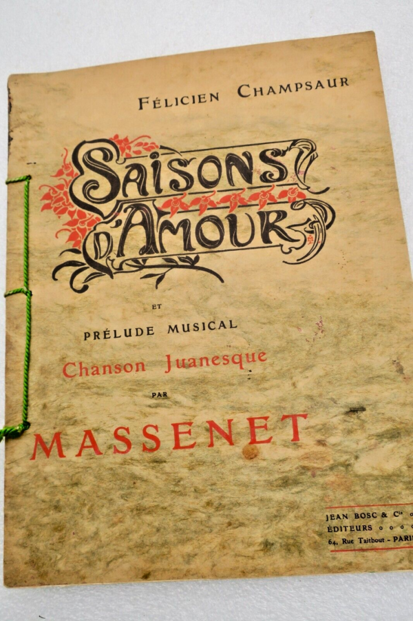 CHAMPSAUR (Félicien) - MASSENET. Saisons d'Amour et Prélude Musical poème... – Image 3