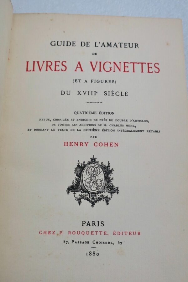 COHEN Guide de l'amateur de livres à vignettes (et à figures) XVIIIè 1880 – Image 9