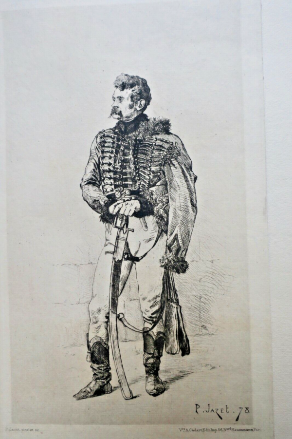 EAU-FORTE sur Papier vergé. " UN HUSSARD ". signée dans la planche P. JAZ – Image 3