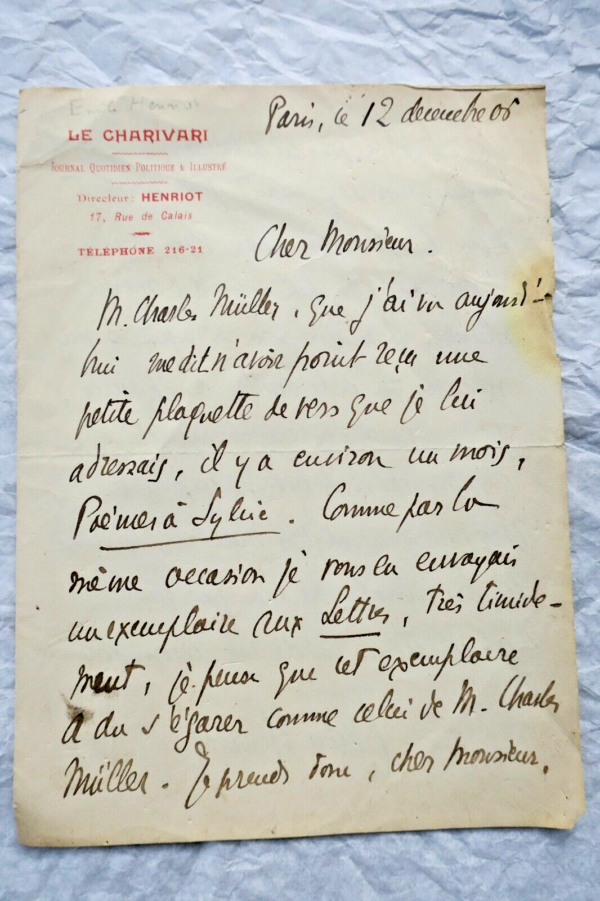 Emile HENRIOT lettre autographe manuscrite