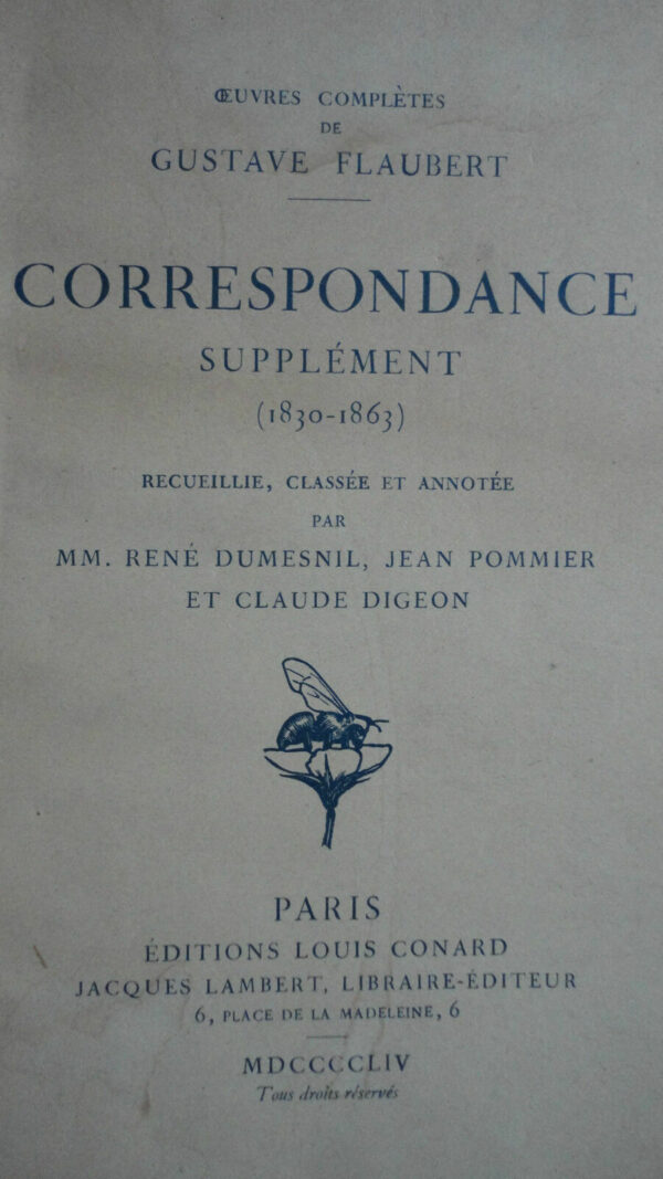 Flaubert, Gustave Oeuvres Completes De Gustave Flaubert: Correspondance