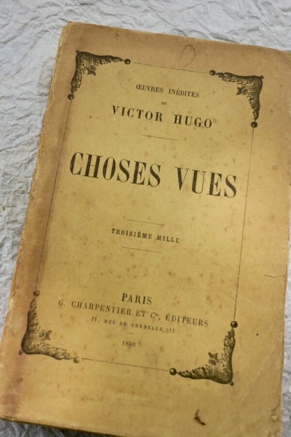 HUGO Victor Choses Vues 1888