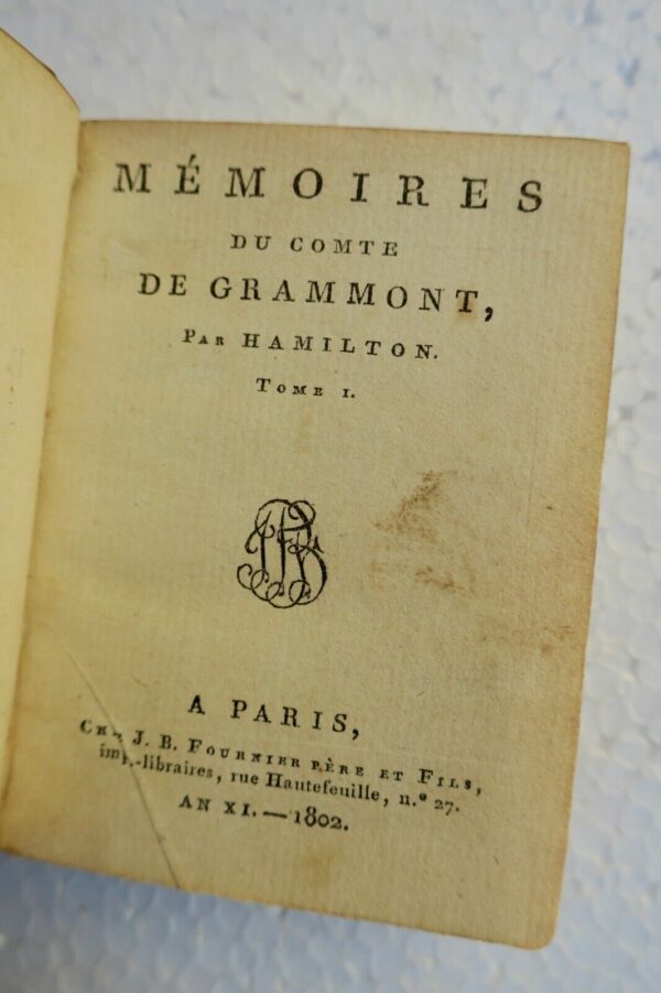 Hamilton, Mémoires du comte de Grammont 1802 MINI – Image 4