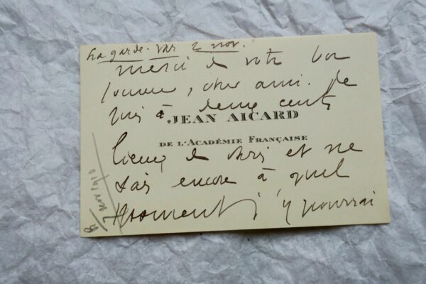 JEAN AICARD carte & lettre autographes manuscrites & signées