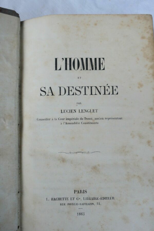 LENGLET L'HOMME et sa DESTINEE 1863 – Image 3