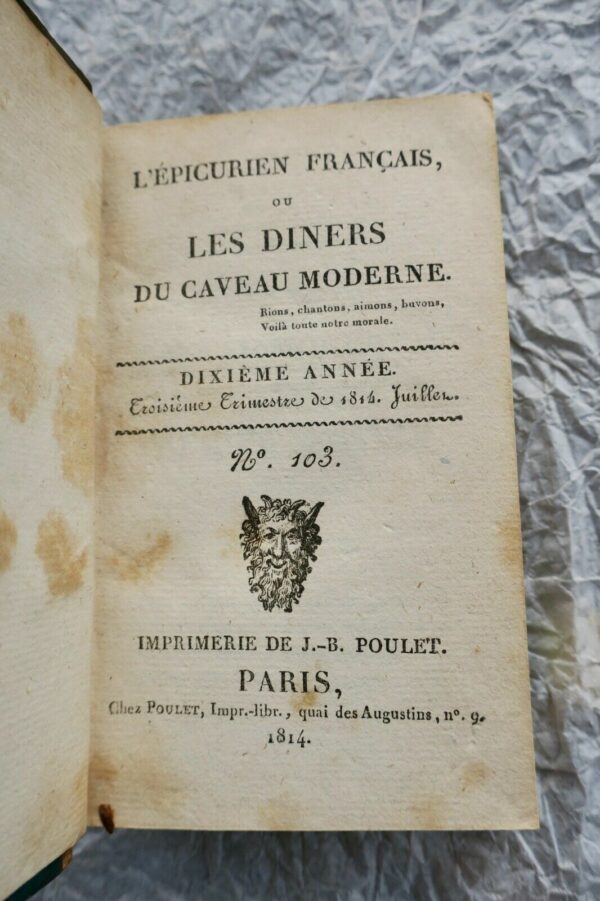 L'EPICURIEN FRANCAIS OU LES DINERS DU CAVEAU MODERNE 1814 – Image 3