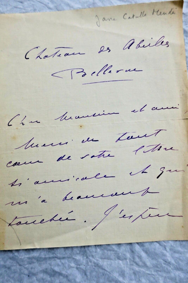 Mme Catulle-Mendes Lettere Autografi Scritto a Mano & Firmato – Image 7