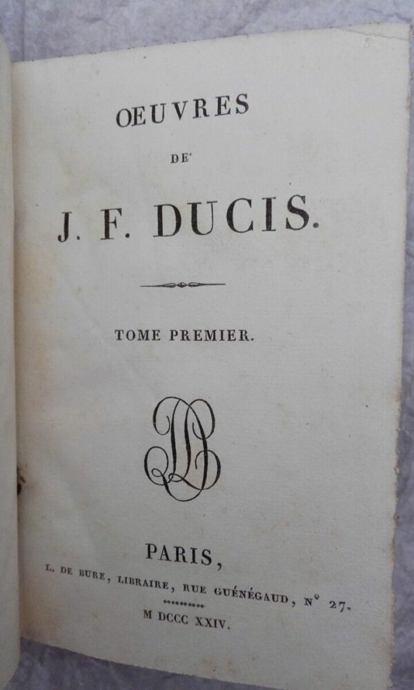 Oeuvres de J.F. Ducis 1824 – Image 3