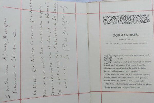 PONTGIBAUD Comte de  Normandises ou le Décaméron normand 1884 dédicacé