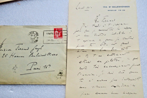 Robert Dreyfus à Fernand Gregh lettre autographe manuscrite