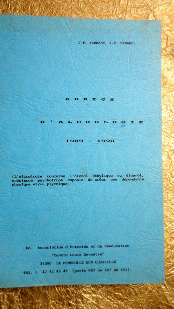 alcool abrégé d'alcoologie 1989-1990