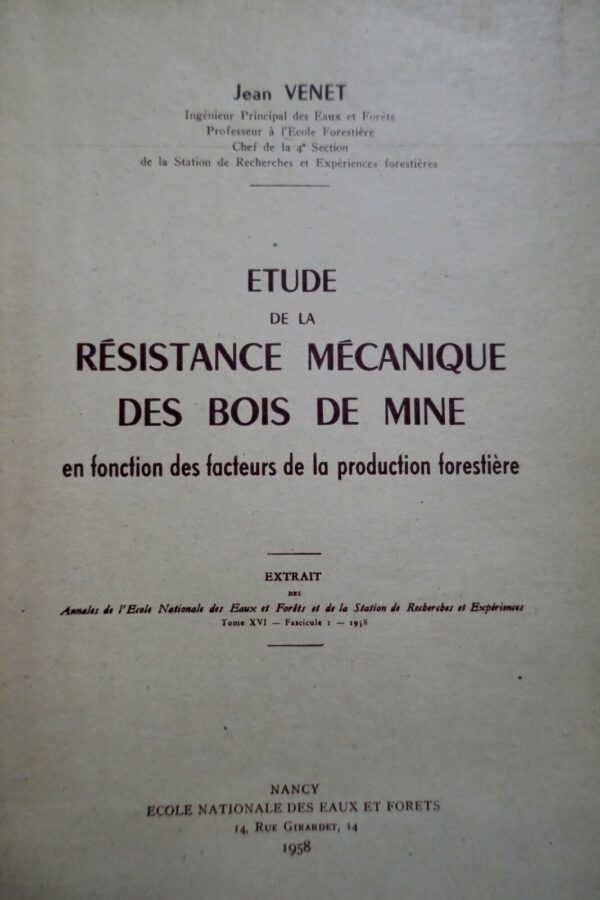 étude de la résistance mécanique des bois de mine 1958 – Image 3