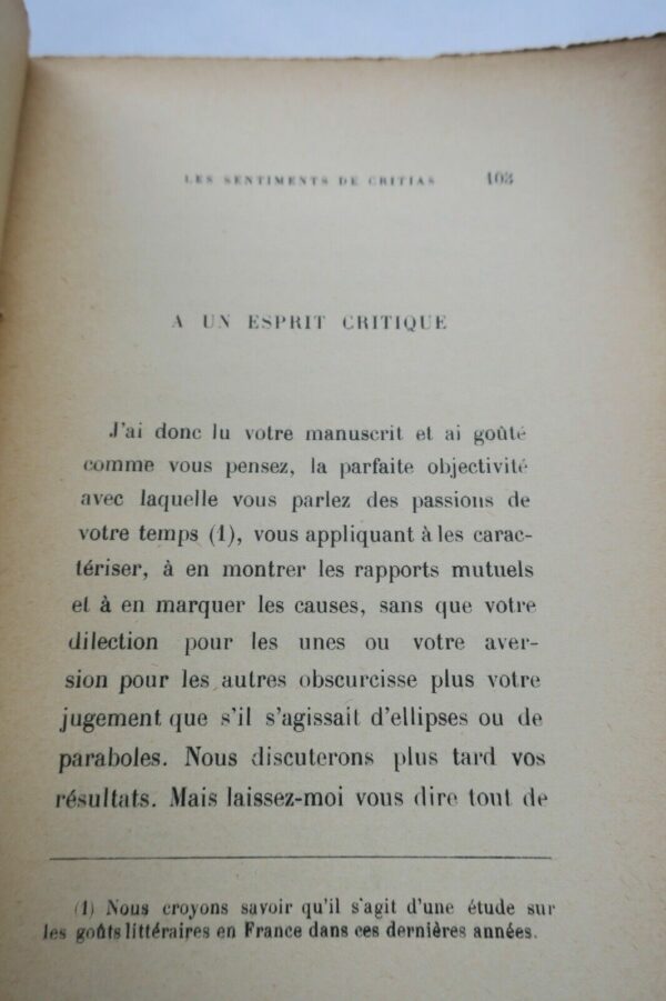 Benda Julien Les sentiments de Critias Emile Paul. 1917 + dédicace – Image 4