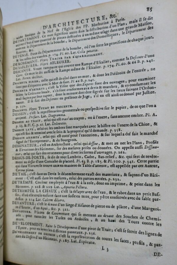 DEVILER Dictionnaire d'Architecture, ou Explications de tous les Termes, 1730 – Image 6