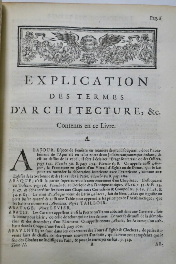 DEVILER Dictionnaire d'Architecture, ou Explications de tous les Termes, 1730 – Image 7