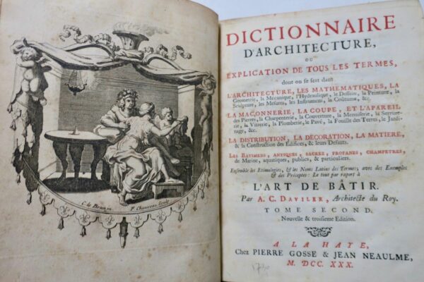 DEVILER Dictionnaire d'Architecture, ou Explications de tous les Termes, 1730