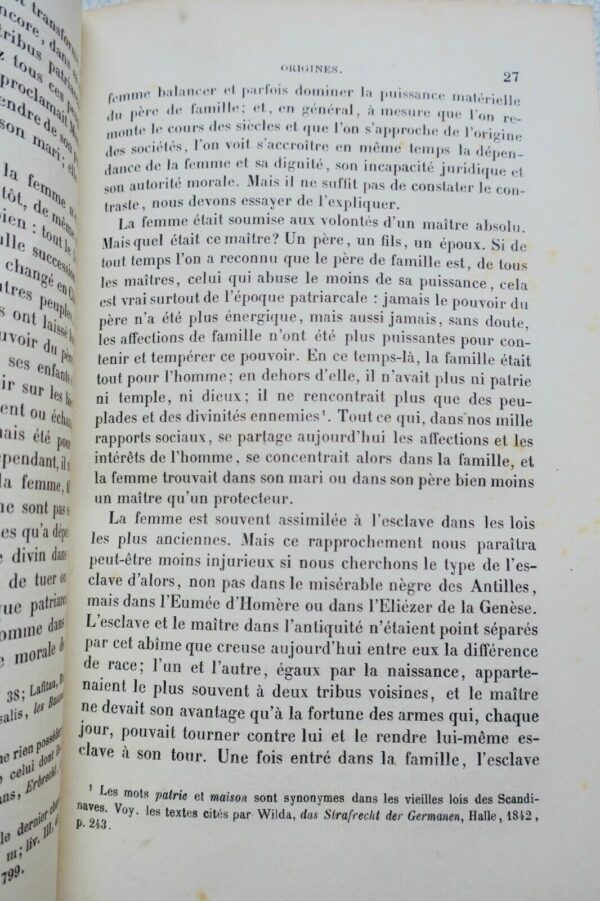 FEMME  Etude sur la condition privée de la femme dans le droit ancien..1885 – Image 6