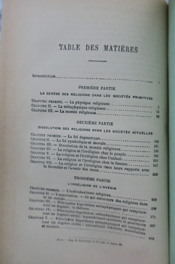 L'IRRELIGION DE L'AVENIR. ETUDE SOCIOLOGIQUE 1906 – Image 9