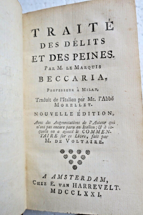 Beccaria Treatise On Crimes And Punishments 1771