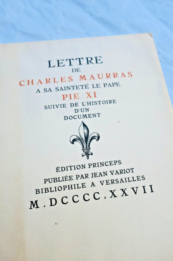 Maurras, Charles Lettre de Charles Maurras à Sa Sainteté Le Pape Pie XI – Image 3