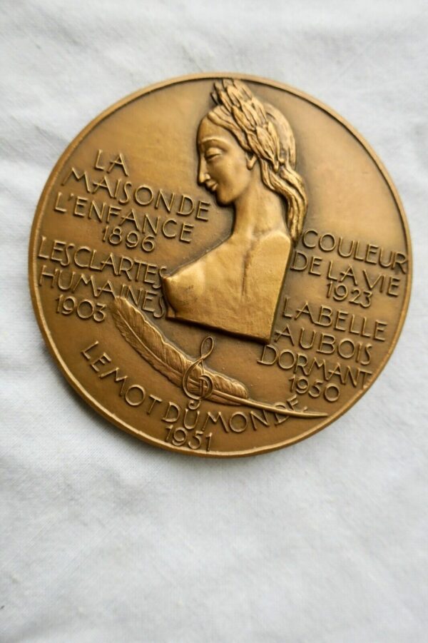 Médaille en bronze Fernand Gregh académicien Jean Briquemont – Image 3