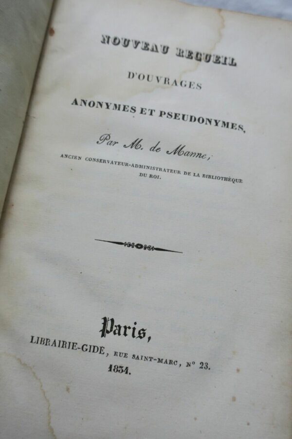 Nouveau recueil d'ouvrages anonymes et pseudonymes. 1834 – Image 4