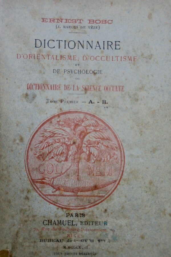 Occultisme  Dictionnaire d'Orientalisme, d'Occultisme et de Psychologie 1896