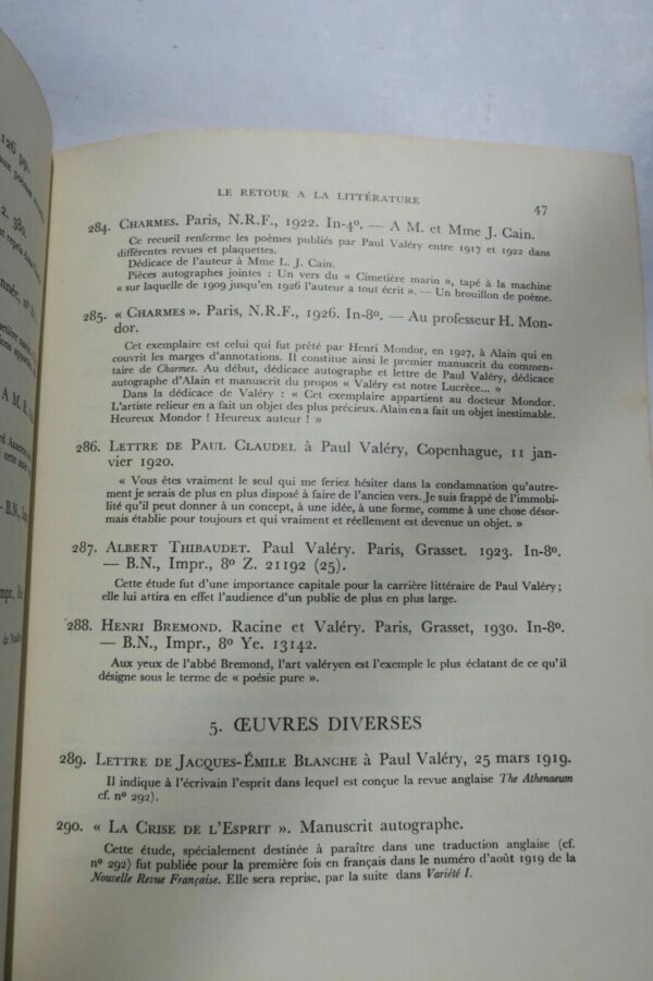 Paul Valéry Catalogue de l'exposition  la Bibliothèque Nationale 1956 – Image 5